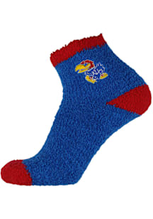 Kansas Jayhawks Solid Fuzzy Womens Quarter Socks