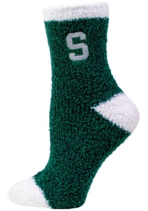 Solid Fuzzy Michigan State Spartans Womens Quarter Socks - Green