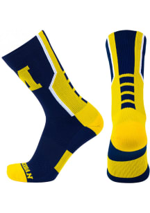 Sports Performance Michigan Wolverines Mens Crew Socks - Navy Blue