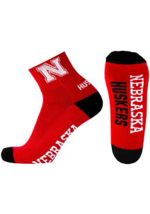 Logo Nebraska Cornhuskers Mens Quarter Socks - Red