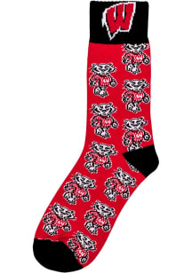 Repeating Wisconsin Badgers Youth Crew Socks - Red