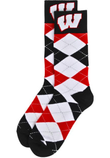 Team Color Wisconsin Badgers Mens Argyle Socks - Red
