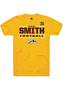 Hunter Smith Western Michigan Broncos Gold Football NIL Stacked Box Short Sleeve Player T Shirt
