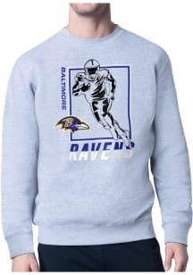Starter Baltimore Ravens Mens Grey Grid Long Sleeve Crew Sweatshirt
