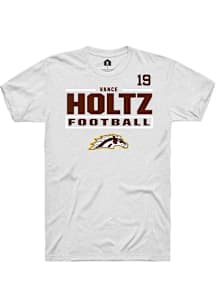 Vance Holtz Western Michigan Broncos White Football NIL Stacked Box Short Sleeve Player T Shirt
