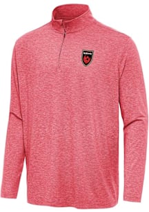 Antigua Phoenix Rising FC Mens Red Hunk Long Sleeve Qtr Zip Pullover