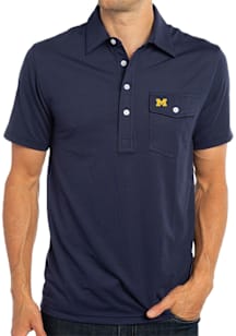 Michigan Wolverines Mens Navy Blue Coaches Short Sleeve Polo