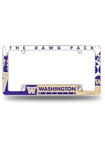 Washington Huskies Primary All Over Chrome License Plate Frame - White