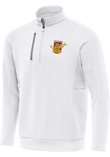 Antigua Detroit City FC Mens White Generation Long Sleeve Qtr Zip Pullover