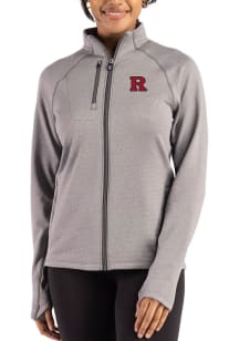 Womens Rutgers Scarlet Knights Graphite Cutter and Buck Peshastin Long Sleeve Full Zip Jacket