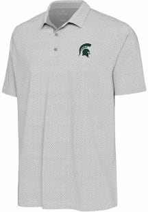 Mens Michigan State Spartans White Antigua Intersect Short Sleeve Polo Shirt