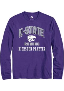 Kiersten Playter Mens Purple K-State Wildcats NIL Arch Logo Long Sleeve Player T Shirt