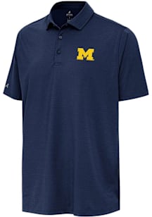 Mens Michigan Wolverines Navy Blue Antigua Hurdle Short Sleeve Polo Shirt