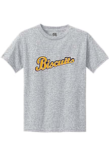 Summit Sportswear Montgomery Biscuits Youth Grey Alt Logo Wordmark Short Sleeve T-Shirt