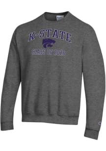 Mens K-State Wildcats Charcoal Champion Font Class of 2026 Powerblend Crew Sweatshirt