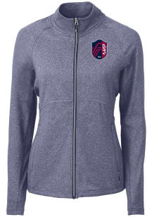 Cutter and Buck St Louis City SC Womens Navy Blue Adapt Eco Knit Light Weight Jacket