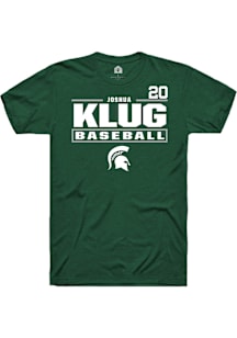 Joshua Klug  Michigan State Spartans Green Rally NIL Stacked Box Short Sleeve T Shirt