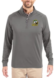 Mens Oregon Ducks Graphite Cutter and Buck Adapt Eco Knit Qtr Zip Pullover