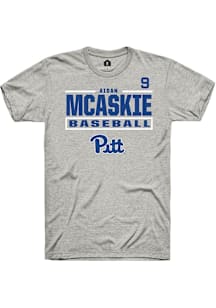 Aidan McAskie Rally Mens Ash Pitt Panthers NIL Stacked Box Player T Shirt