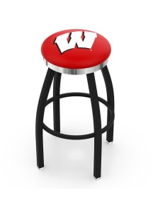 Black Wisconsin Badgers Chrome Seat Pub Stool