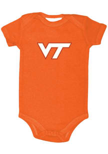 Virginia Tech Hokies Baby Orange Primary Logo Short Sleeve One Piece