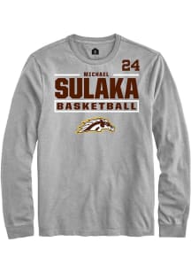 Michael Sulaka Mens Grey Western Michigan Broncos NIL Stacked Box Long Sleeve Player T Shirt