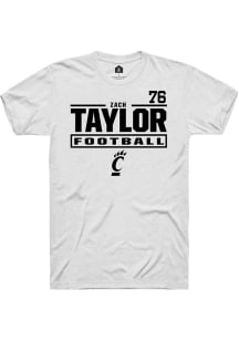 Zach Taylor Rally Mens White Cincinnati Bearcats NIL Stacked Box Player T Shirt