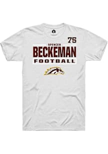 Spencer Beckeman Western Michigan Broncos White Football NIL Stacked Box Short Sleeve Player T Shi..