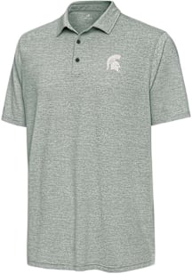 Antigua Michigan State Spartans Mens Green Distressed Stripe Short Sleeve Polo