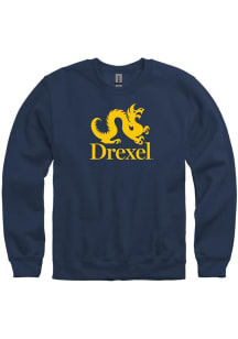 Mens Navy Blue Drexel Dragons Big Logo Crew Sweatshirt