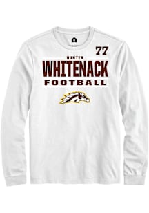Hunter Whitenack Western Michigan Broncos White Football NIL Stacked Box Long Sleeve Player T Shir..