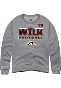 Jacob Wilk Western Michigan Broncos Mens Grey Football NIL Stacked Box Player Crew