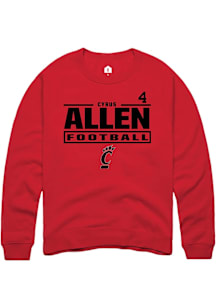 Cyrus Allen Cincinnati Bearcats Mens Red Football NIL Stacked Box Player Crew