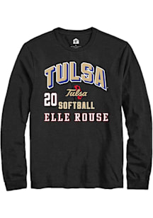 Elle Rouse Tulsa Golden Hurricane Black NIL Arch Logo Long Sleeve Player T Shirt