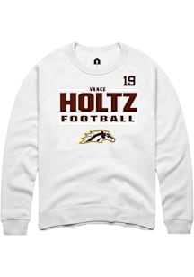 Vance Holtz Western Michigan Broncos Mens White Football NIL Stacked Box Player Crew