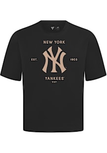 Levelwear New York Yankees Black Signature Knit Crossway Short Sleeve Fashion T Shirt