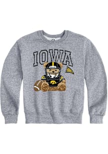 Summit Sportswear Iowa Hawkeyes Youth Grey Bear Necessities Long Sleeve Crew Sweatshirt