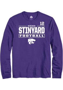 Serious Stinyard Mens Purple K-State Wildcats NIL Stacked Box Long Sleeve Player T Shirt