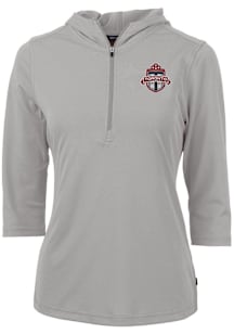 Cutter and Buck Toronto FC Womens Grey Virtue Eco Pique Hooded Sweatshirt