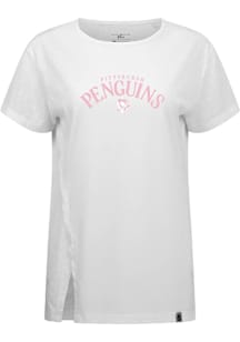 Levelwear Pittsburgh Penguins Womens White Influx Arched Short Sleeve T-Shirt