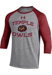 Under Armour Temple Owls Grey Triblend Baseball SMU Long Sleeve Fashion T Shirt