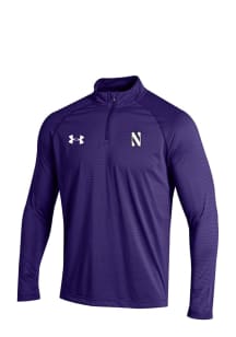 Mens Northwestern Wildcats Purple Under Armour Stripe Knit Qtr Zip Pullover