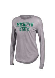 Under Armour Michigan State Spartans Womens Grey Studio Long Sleeve Crew T-Shirt