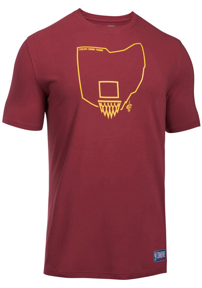 Under Armour Cleveland Cavaliers Maroon State Outline Short Sleeve T Shirt