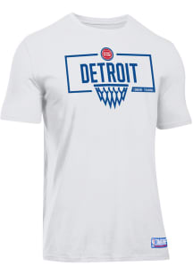 Under Armour Detroit Pistons White Backboard Short Sleeve T Shirt