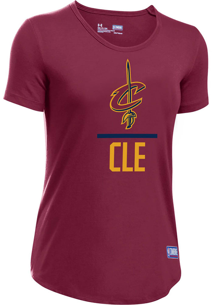 Under Armour Cleveland Cavaliers Womens Burgundy Combine Lockup Short Sleeve Crew T-Shirt