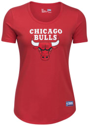 Under Armour Chicago Bulls Womens Red Primary Logo Short Sleeve Crew T-Shirt