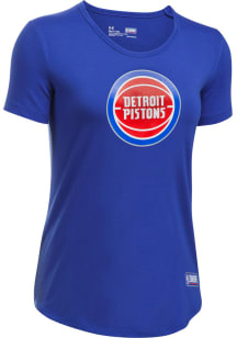 Under Armour Detroit Pistons Womens Blue Primary Logo Short Sleeve Crew T-Shirt