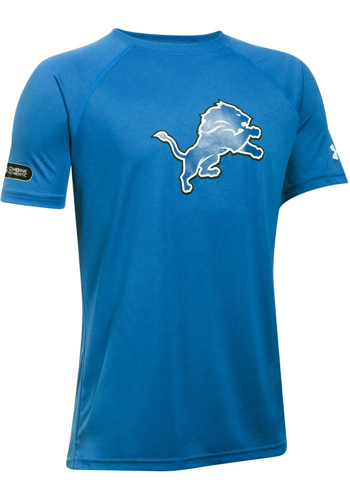 Under Armour Detroit Lions Youth Blue Combine Logo Short Sleeve T-Shirt