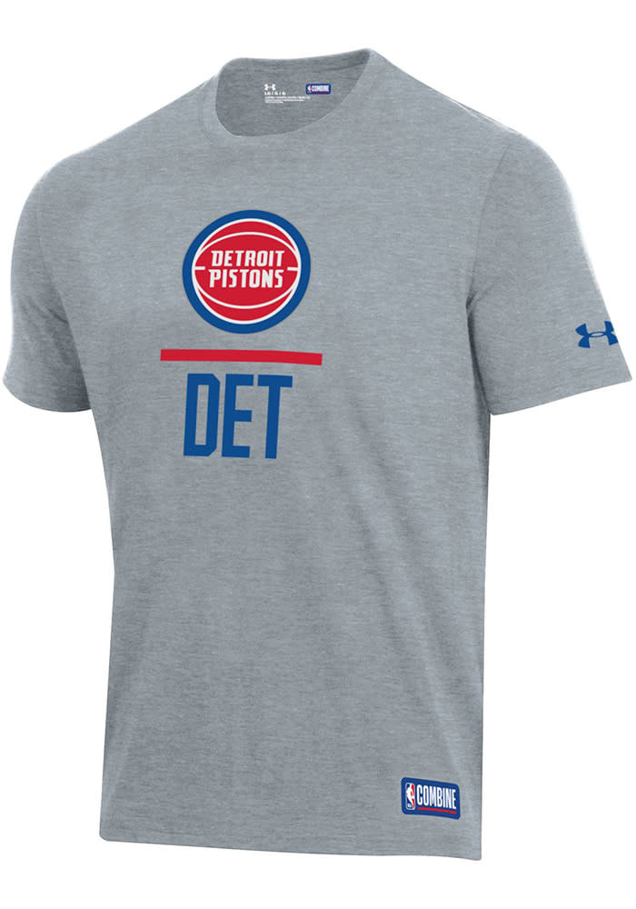 Under Armour Detroit Pistons Grey Lockup Short Sleeve T Shirt